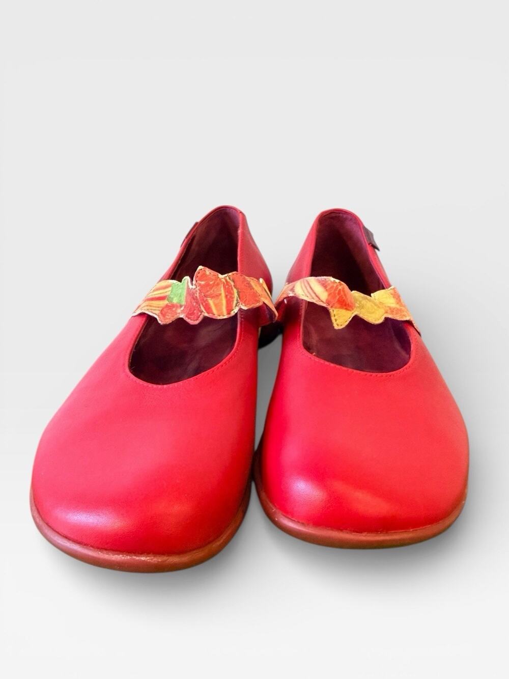 Copied - CAMPER SIZE 38 (US 7.5-8) Red LEATHER MARY JANE SHOES. Boho Indie, Y2K